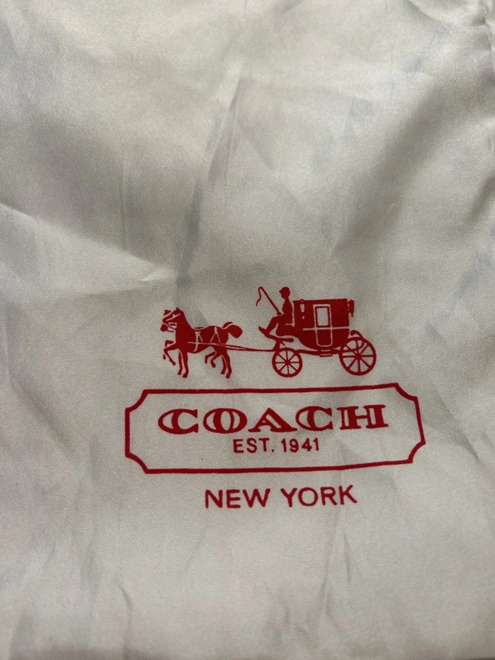 Vintage Coach White Drawstring Red Horse Carriage Logo Large